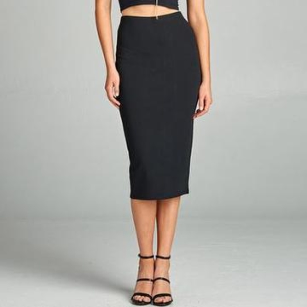 REBEL B RAYON MIDI SKIRT (BLACK)